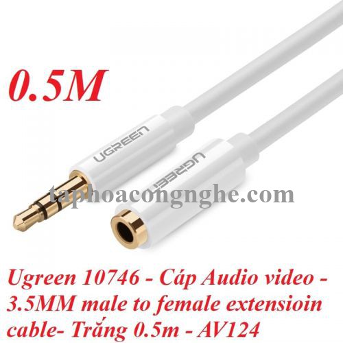 Ugreen 10746 0.5M màu Trắng Cáp âm thanh 3.5mm nối dài AV124 30010746